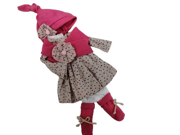 babypopkleding Claudia meisjes textiel rood/grijs - ToyRunner