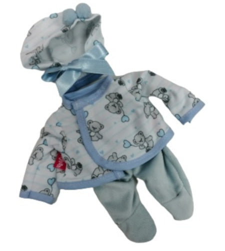 babypopkleding meisjes textiel blauw/wit 3-delig - ToyRunner