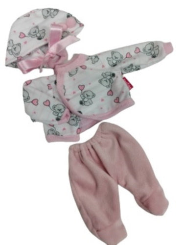 babypopkleding meisjes textiel roze/wit 3-delig - ToyRunner