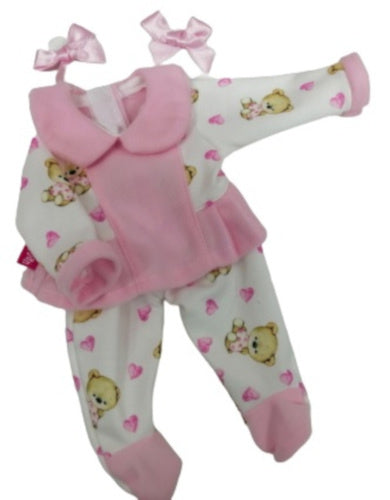 babypopkleding meisjes textiel wit/roze 3-delig - ToyRunner