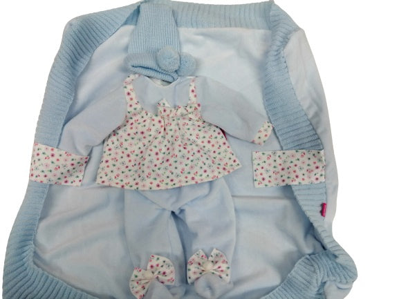 babypopkleding Newborn meisjes textiel blauw/wit - ToyRunner