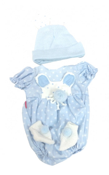 babypoppenkleding Irene meisjes 50 cm blauw 3-delig - ToyRunner