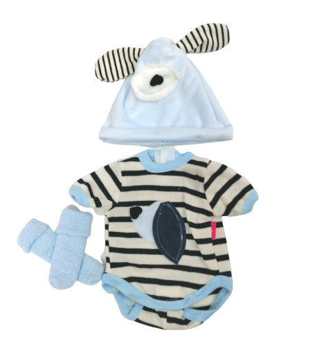 babypoppenkleding Newborn 45 cm wol crème/blauw - ToyRunner