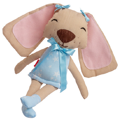 knuffelpop Puppy meisjes 36 cm katoen blauw/roze - ToyRunner