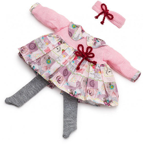 pop-accesoire jurk meisjes 38 cm textiel roze/grijs - ToyRunner