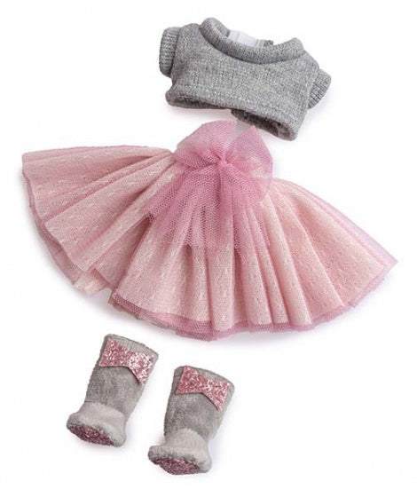 poppenkleding meisjes 35 cm textiel roze/grijs 3-delig - ToyRunner