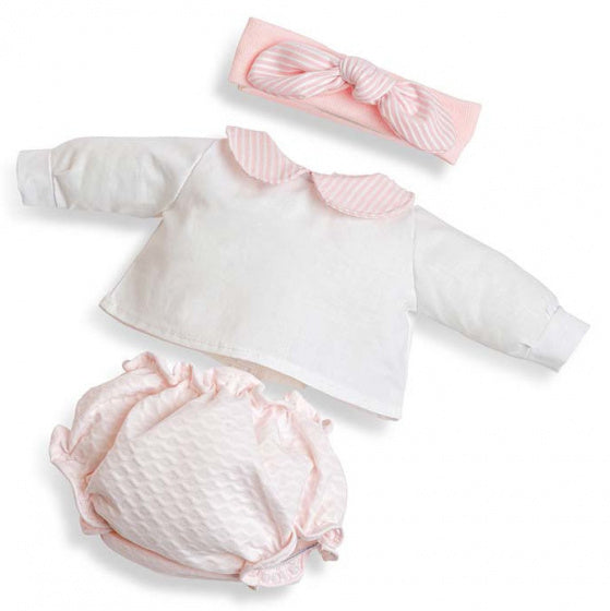 poppenkleding meisjes 38 cm textiel wit/roze 3-delig - ToyRunner