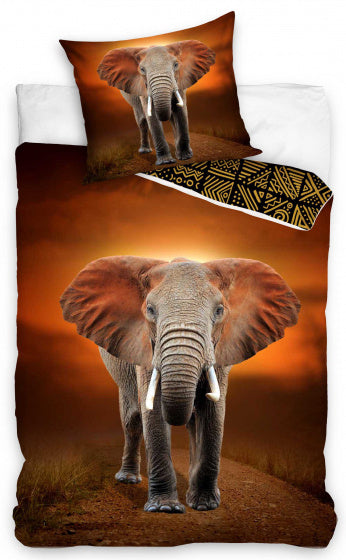 dekbedovertrek Elephant 140 x 200/70 cm katoen bruin - ToyRunner