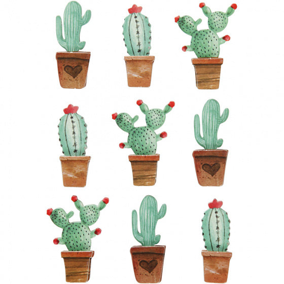 3D stickers cactussen 45 x 15-26 x 7 mm 9 stuks - ToyRunner