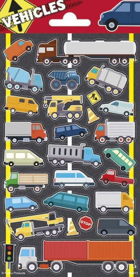 stickervel Vehicles jongens papier 28 stuks - ToyRunner