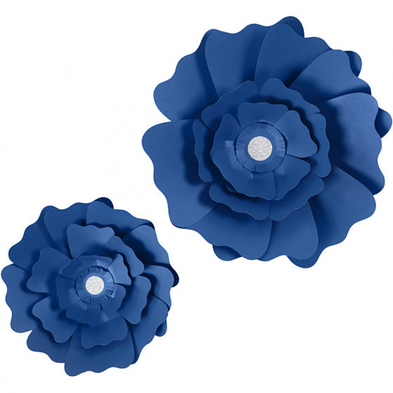 papieren bloemen blauw 15 + 25 cm 2 stuks - ToyRunner