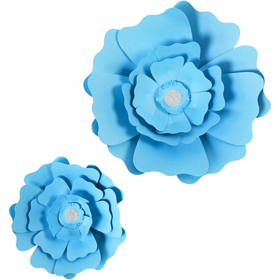 papieren bloemen lichtblauw 15 + 25 cm 2 stuks - ToyRunner