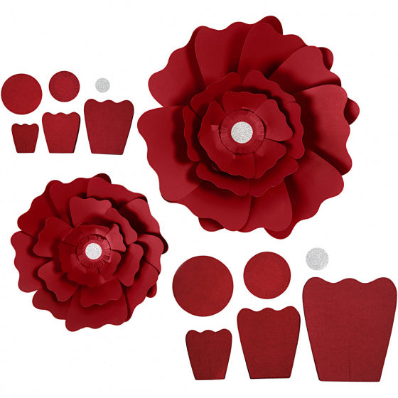 papieren bloemen rood 15 + 25 cm 2 stuks - ToyRunner