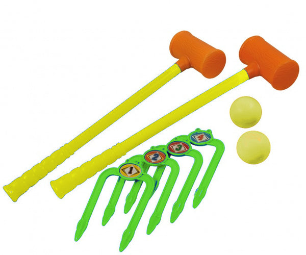 croquetspel 54 cm geel/oranje/groen 8-delig - ToyRunner