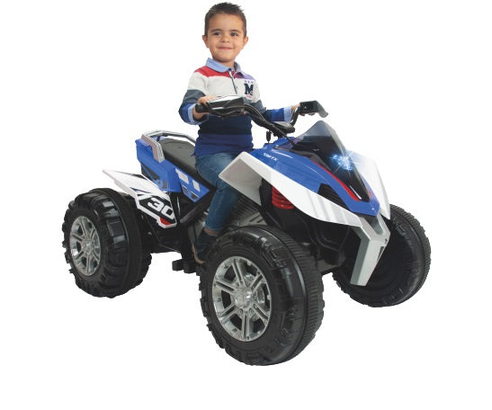 accuvoertuig quad Rage jongens 12V 118 cm blauw/wit - ToyRunner