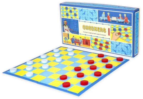 damspel Checkers 30 x 30 cm geel/blauw 3-delig - ToyRunner