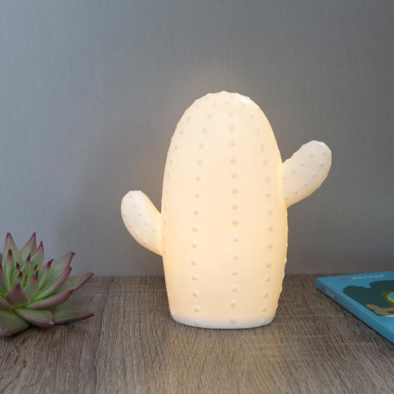 decoratielamp cactus led 15 cm keramiek wit - ToyRunner