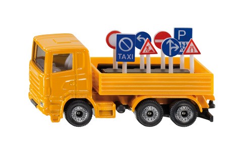 vrachtwagen met verkeersborden oranje (1322) - ToyRunner