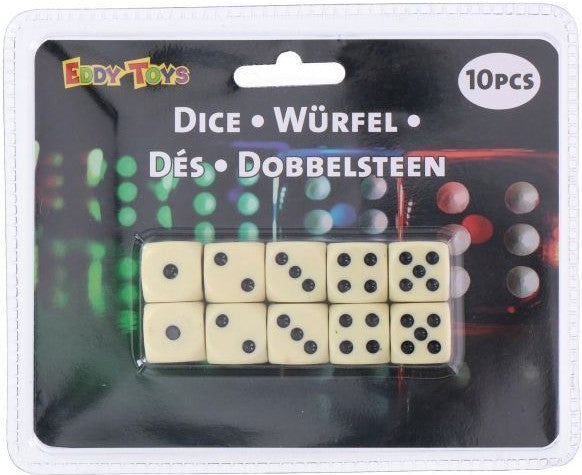 Dobbelstenen wit 10 stuks Dobbelspel Eddy toys - ToyRunner