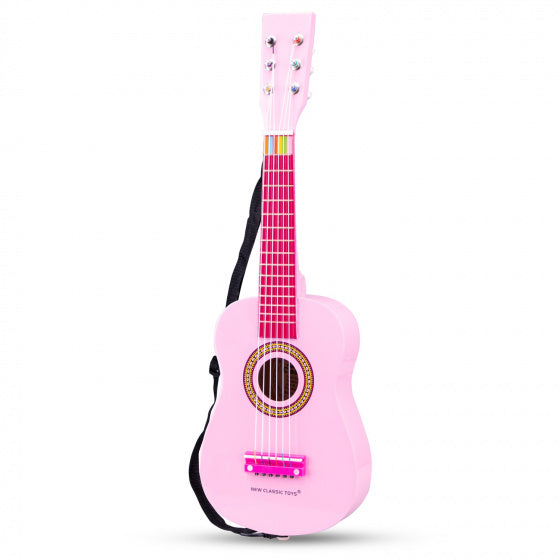 gitaar 60 cm junior hout roze 4-delig - ToyRunner