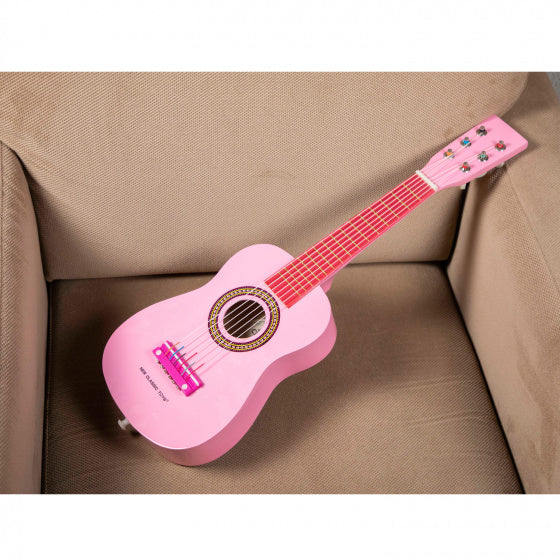 gitaar 60 cm junior hout roze 4-delig - ToyRunner