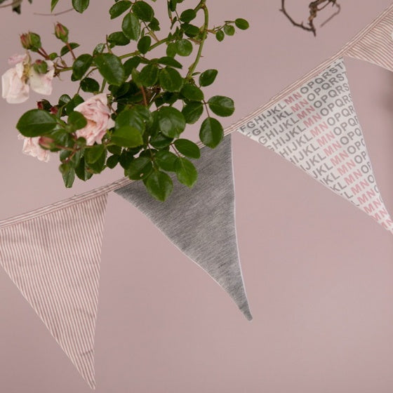 vlaggenlijn Pink Rib-serie textiel 240 cm grijs/wit/roze - ToyRunner