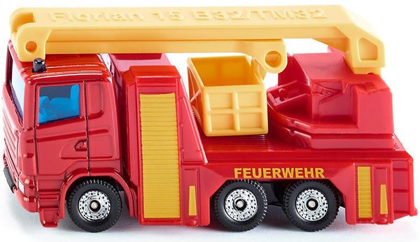 Scania feuerwehr hoogwerker 12 cm staal rood/geel (1080) - ToyRunner