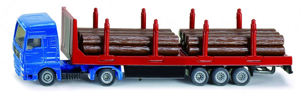 vrachtwagen met oplegger voor houttransport blauw/rood (1659) - ToyRunner
