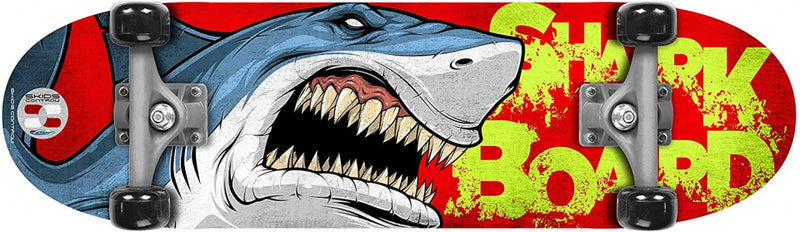 skateboard Shark 71 x 20 hout/PVC rood/blauw - ToyRunner