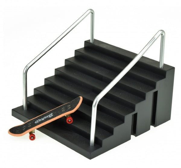 vingerskateboard met trap 9 cm 4-delig zwart - ToyRunner