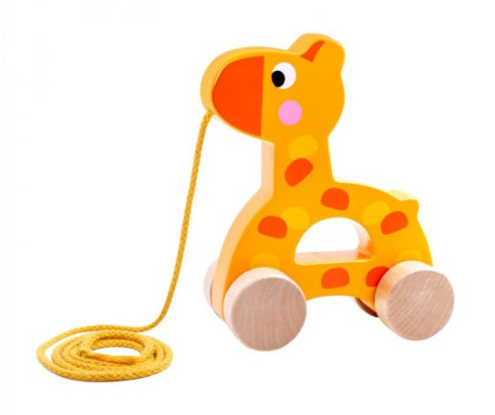 Giraffe Houten Trekfiguur 18 maanden Geel/Oranje