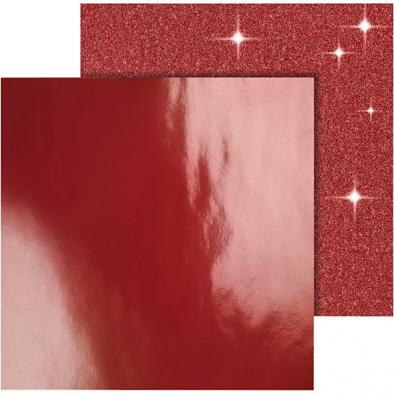 dubbelzijdig designpapier glitter/lak rood 30,5 cm 2 vellen - ToyRunner